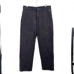 VINTAGE JOHNSON WOOLEN GRAY STRIPED HEAVY WOOL PANTS Sz 37 X 31.5 Thick